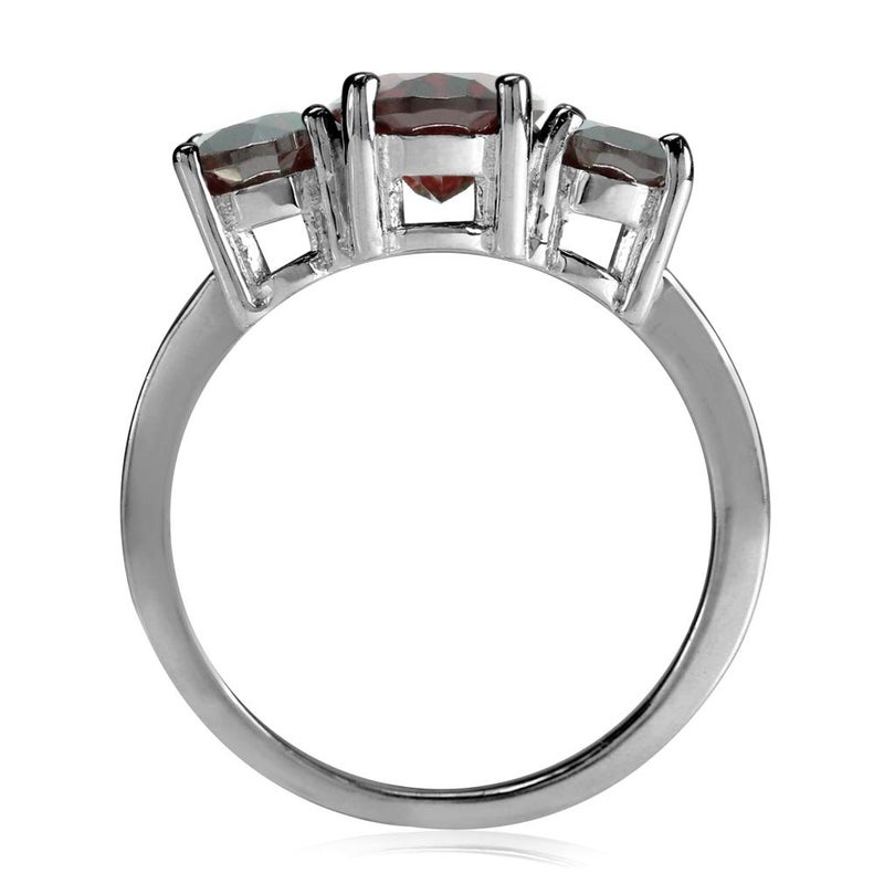 Silvershake 3.87ct. 3 Stone Natural Garnet White Gold Plated 925 Sterling Silver Ring Size 6.5 - Image 3
